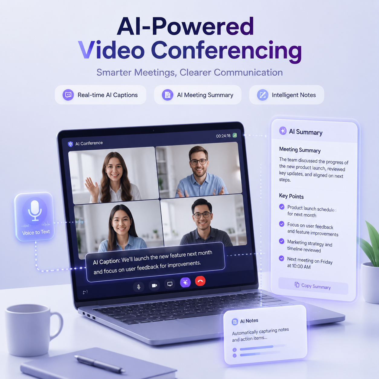 کنفرانس ویدئویی دستیارینو: ویدیوکال هوشمند با زیرنویس خودکار و خلاصه‌سازی AI